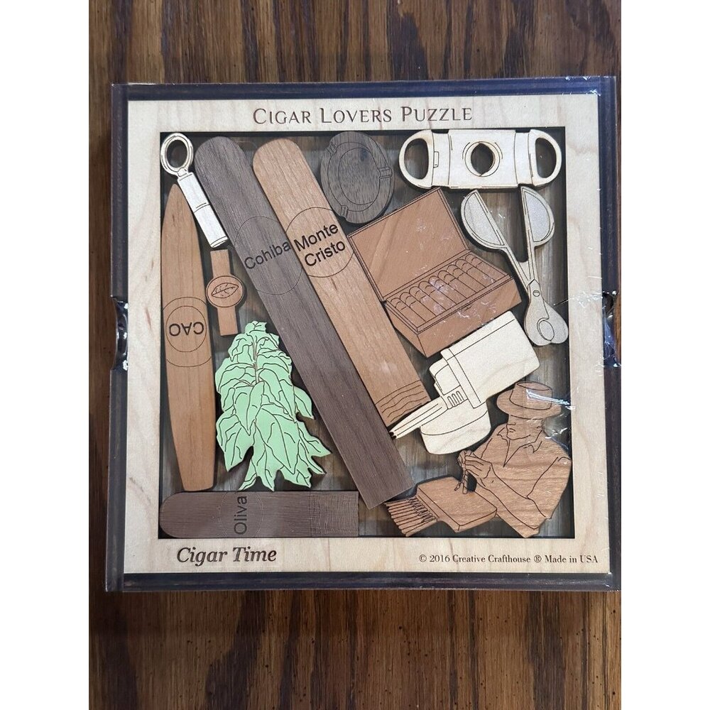 Cigar Lovers Challenge Puzzle - Wood & Acrylic Brain Teaser‎